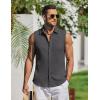 COOFANDY Men’s Summer Sleeveless Shirts Beach Knit Tank Top Button Up Casual Tank Shirt Vacation Tops(Dark Gray)