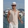 COOFANDY Men’s Summer Sleeveless Shirts Beach Knit Tank Top Button Up Casual Tank Shirt Vacation Tops(Khaki)
