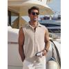 COOFANDY Men’s Summer Sleeveless Shirts Beach Knit Tank Top Button Up Casual Tank Shirt Vacation Tops(Khaki)