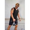 COOFANDY Men’s Workout Tank Tops Sleeveless Muscle Gym Shirt Bodybuilding Tee(Black/Red (2 Pcs))