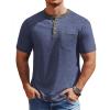 COOFANDY Mens Henley Shirts Short Sleeve Casual Button T-Shirts Basic Tee Shirts Summer Vintage T Shirts with Pocket(02 Navy Blue/Dark Grey)