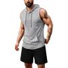 COOFANDY Mens Sleeveless Workout Hoodie Shorts Set 2 Piece Outfits Hooded Tank Tops Gym Tracksuit Sweatsuits(Light Grey/Black)