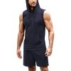 COOFANDY Mens Sleeveless Workout Hoodie Shorts Set 2 Piece Outfits Hooded Tank Tops Gym Tracksuit Sweatsuits(Navy Blue)