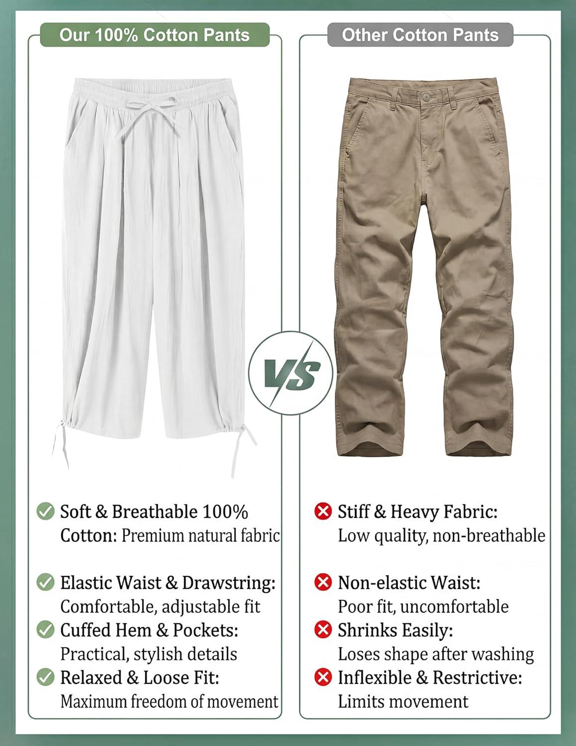 imageCOOFANDY Mens Cotton Linen Pants Casual Harem Pants Elastic Waist Beach Boho Yoga TrousersLight Brown
