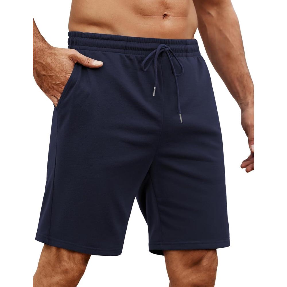 imageCOOFANDY Mens 2 Pack Workout Gym Shorts 7 Inch 5 Inch Athletic Shorts Lightweight Casual Jogger Short with Zipper Pockets1 Navy Blue