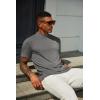 COOFANDY Men’s Mock Turtleneck T Shirt Short Sleeve Slim Fit Basic Casual Solid Color Pullover Tee(A-dark Grey)