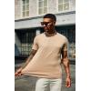 COOFANDY Men’s Mock Turtleneck T Shirt Short Sleeve Slim Fit Basic Casual Solid Color Pullover Tee(A-khaki)