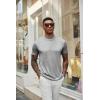 COOFANDY Men’s Mock Turtleneck T Shirt Short Sleeve Slim Fit Basic Casual Solid Color Pullover Tee(A-light Grey)