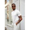 COOFANDY Men’s Mock Turtleneck T Shirt Short Sleeve Slim Fit Basic Casual Solid Color Pullover Tee(A-white)