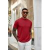 COOFANDY Men’s Mock Turtleneck T Shirt Short Sleeve Slim Fit Basic Casual Solid Color Pullover Tee(A-wine Red)