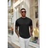 COOFANDY Men’s Mock Turtleneck T Shirt Short Sleeve Slim Fit Basic Casual Solid Color Pullover Tee(B-black/Army Green)