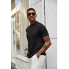 COOFANDY Men’s Mock Turtleneck T Shirt Short Sleeve Slim Fit Basic Casual Solid Color Pullover Tee(B-black/White)