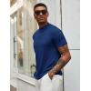 COOFANDY Men’s Mock Turtleneck T Shirt Short Sleeve Slim Fit Basic Casual Solid Color Pullover Tee(Dark Blue)