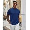 COOFANDY Men’s Mock Turtleneck T Shirt Short Sleeve Slim Fit Basic Casual Solid Color Pullover Tee(Dark Blue)