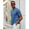 COOFANDY Men’s Mock Turtleneck T Shirt Short Sleeve Slim Fit Basic Casual Solid Color Pullover Tee(Denim Blue)