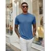 COOFANDY Men’s Mock Turtleneck T Shirt Short Sleeve Slim Fit Basic Casual Solid Color Pullover Tee(Denim Blue)