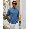 COOFANDY Men’s Mock Turtleneck T Shirt Short Sleeve Slim Fit Basic Casual Solid Color Pullover Tee(Denim Blue)