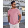COOFANDY Mens T-Shirts Short Sleeve Plain Tshirts Casual Crew Neck Basic T Shirt Soft Cooling Fitted Stretch Tee Shirts(Pink)