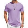 COOFANDY Mens T-Shirts Short Sleeve Plain Tshirts Casual Crew Neck Basic T Shirt Soft Cooling Fitted Stretch Tee Shirts(Light Purple)