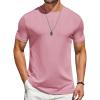 COOFANDY Mens T-Shirts Short Sleeve Plain Tshirts Casual Crew Neck Basic T Shirt Soft Cooling Fitted Stretch Tee Shirts(Pink)