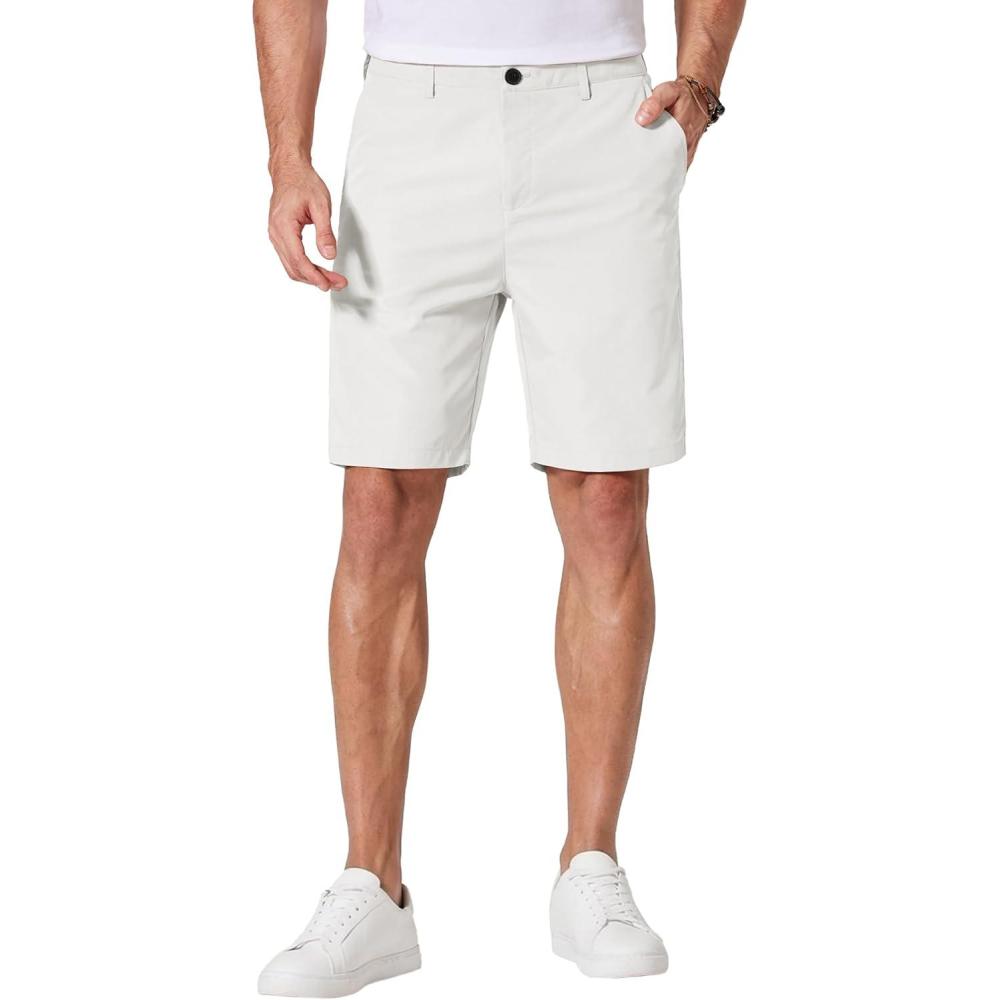 imageCOOFANDY Mens Casual Shorts 9 Inch Flat Front Lightweight Summer Beach Vacation Shorts with 4 PocketsWhite