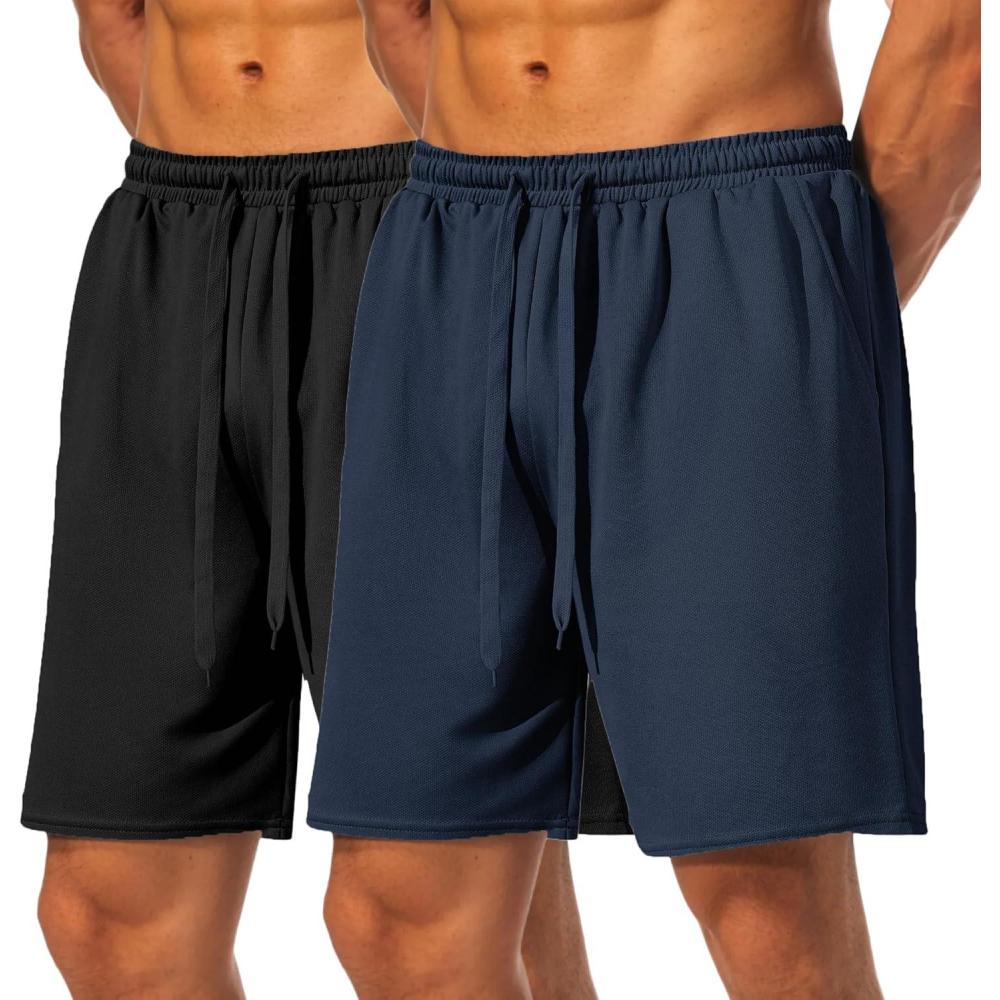 imageCOOFANDY Mens Workout Gym Shorts Mesh Athletic Shorts Lightweight Quick Dry Training Short Pants with PocketsBlackNavy Blue