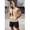 COOFANDY Men’s Workout Hooded Tank Tops 2 Pack Zip Up Sleeveless Gym Shirts Muscle Cut Off T Shirt Bodybuilding Hoodies(Black/Khaki(2pcs))