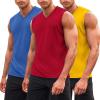 COOFANDY Men’s 3 Pack Workout Tank Tops Gym Sleeveless Shirts V Neck Bodybuilding Muscle Tee Shirt(Blue/Red/Yellow)
