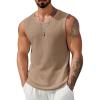 COOFANDY Mens Casual Tank Tops 2 Pack Waffle Knit Sleeveless Shirt Breathable Tank Shirts Summer Muscle Tee(Khaki)