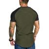 COOFANDY Men’s Muscle T-Shirt Pleated Raglan Sleeve Bodybuilding Gym Tee Short Sleeve Fashion Workout Shirts Hipster Shirt(Pattern3 (Army Green & Black))