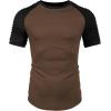 COOFANDY Men’s Muscle T-Shirt Pleated Raglan Sleeve Bodybuilding Gym Tee Short Sleeve Fashion Workout Shirts Hipster Shirt(Pattern3 (Brown & Black))