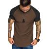 COOFANDY Men’s Muscle T-Shirt Pleated Raglan Sleeve Bodybuilding Gym Tee Short Sleeve Fashion Workout Shirts Hipster Shirt(Pattern3 (Brown & Black))