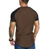 COOFANDY Men’s Muscle T-Shirt Pleated Raglan Sleeve Bodybuilding Gym Tee Short Sleeve Fashion Workout Shirts Hipster Shirt(Pattern3 (Brown & Black))