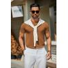COOFANDY Men’s Casual T-Shirts Short Sleeve Crewneck Pullover Classic Knit Tee Shirts(Caramel)