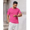 COOFANDY Mens Knit T-Shirts Casual Crewneck Short Sleeve Shirts Summer Tops Basic Pullover Tees(Bright Pink)