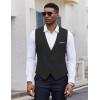 COOFANDY Men’s Suit Vest V-Neck Casual Business Vests Lightweight Slim Fit Formal Dress Waistcoat for Wedding Party(Black)