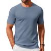 COOFANDY Mens Knit T-Shirts Casual Crewneck Short Sleeve Shirts Summer Tops Basic Pullover Tees(Dark Grey Blue)