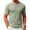 COOFANDY Mens Knit T-Shirts Casual Crewneck Short Sleeve Shirts Summer Tops Basic Pullover Tees(Sage Green)