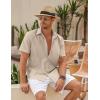 COOFANDY Mens Cotton Button Down Short Sleeve Shirt Casual Summer Linen Beach Shirts(Beige)