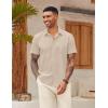 COOFANDY Mens Cotton Button Down Short Sleeve Shirt Casual Summer Linen Beach Shirts(Beige)