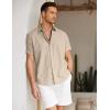COOFANDY Mens Cotton Button Down Short Sleeve Shirt Casual Summer Linen Beach Shirts(Beige)