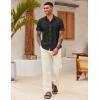 COOFANDY Mens Cotton Button Down Short Sleeve Shirt Casual Summer Linen Beach Shirts(Black)