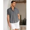 COOFANDY Mens Cotton Button Down Short Sleeve Shirt Casual Summer Linen Beach Shirts(Dark Grey)