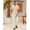 COOFANDY Mens Cotton Button Down Short Sleeve Shirt Casual Summer Linen Beach Shirts(Khaki)