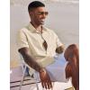 COOFANDY Mens Cotton Button Down Short Sleeve Shirt Casual Summer Linen Beach Shirts(Khaki)