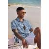 COOFANDY Mens Cotton Button Down Short Sleeve Shirt Casual Summer Linen Beach Shirts(Navy Blue Sketchy Floral)