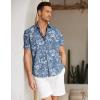 COOFANDY Mens Cotton Button Down Short Sleeve Shirt Casual Summer Linen Beach Shirts(Navy Blue Sketchy Floral)