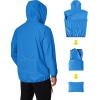 COOFANDY Men’s Light Rain Jacket with Hood Packable Waterproof Raincoat Golf Rain Gear Travel Hiking Windbreaker(Blue)
