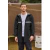 COOFANDY Men’s Long Raincoat Ligtweight Rain Jacket Waterproof Outdoor Jackets with Hood(Silver Strip/Black)