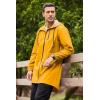 COOFANDY Men’s Long Raincoat Ligtweight Rain Jacket Waterproof Outdoor Jackets with Hood(Yellow)